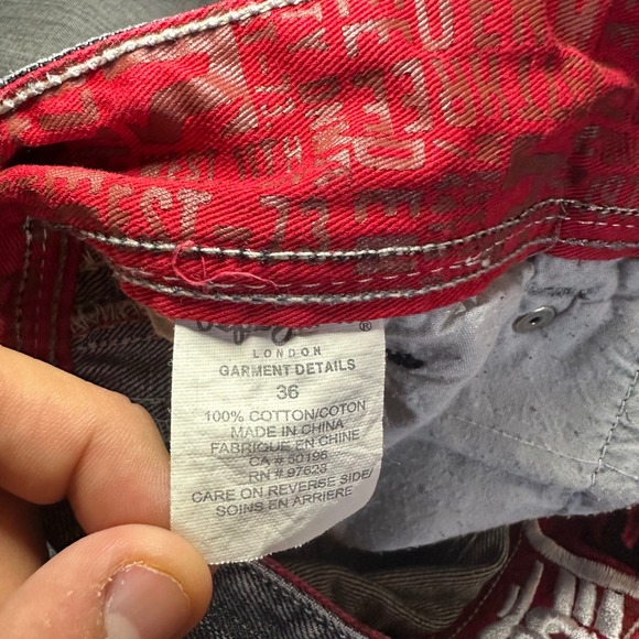 Y2K Pepe Jeans Jeans Mens 34 (fit 38x33) Faded Black Embroidery Baggy Wide Leg - Picture 9 of 16